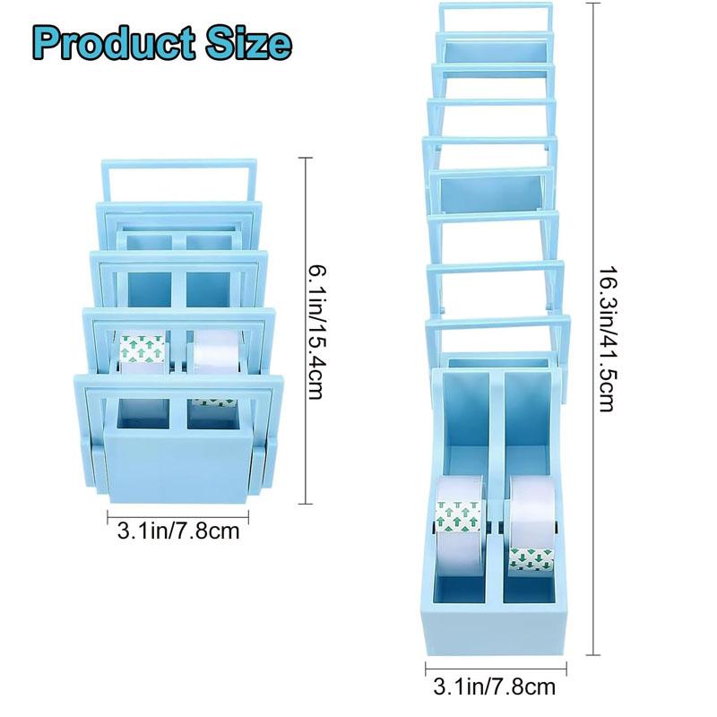 Tape Dispenser for Gift Wrapping Compact 18 Strip Tape Dispenser for DIY Crafts Portable Dual Roll Holder Fits Various Tape Sizes with Easy Dispensing