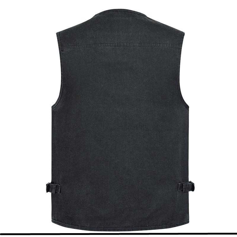 Men's Army Green Multi-Pocket Cotton Tank Top, Plus Size 10XL, Spring/Autumn Wear