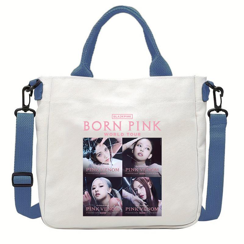 Rose Lisa Jennie Jisoo Printed Crossbody Bag Casual Canvas Shoulder Bags