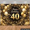 2D Schwarz Gold Glitzer Happy 40. Geburtstag Ballon Backdrop Banner
