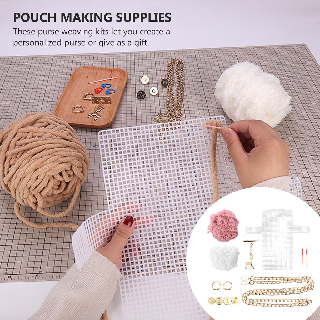 1Set DIY Purse Making Kit Handmade Woven Bag Material Creative Stitch Craft Set for Family Fun Personalized Gift Project
