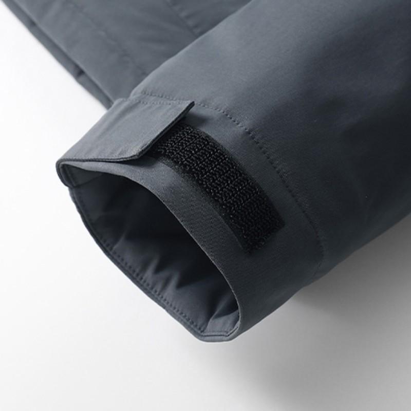 Vinter för män utomhus Vindtät vattentät Cargojacka med huva Varm jacka med flera fickor Avtagbar keps Vadderad jacka