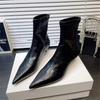 2025 Autumn and Winter New Foreign Style Thin Versatile Sleeve Pointed Tip Thin Heel Ol Commuter Women and Ankle Boots High Heel Short Boots