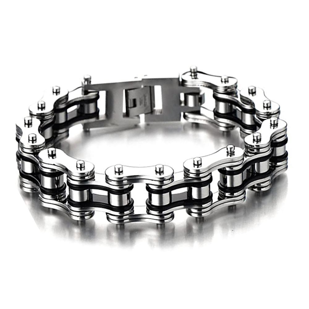 Punk Pulseiras e Braceletes Laranja de Bicicleta para Homem Preto Corrente de Motocicleta Pulseira Homem Mulher Aço Inoxidável Joias de Pulso Biker