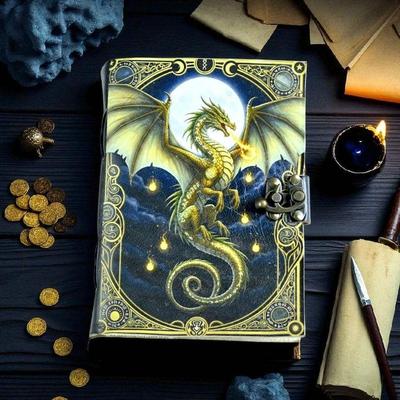 Dragon Leather Journal: Handmade Book of Shadows with Deckle Edge Paper