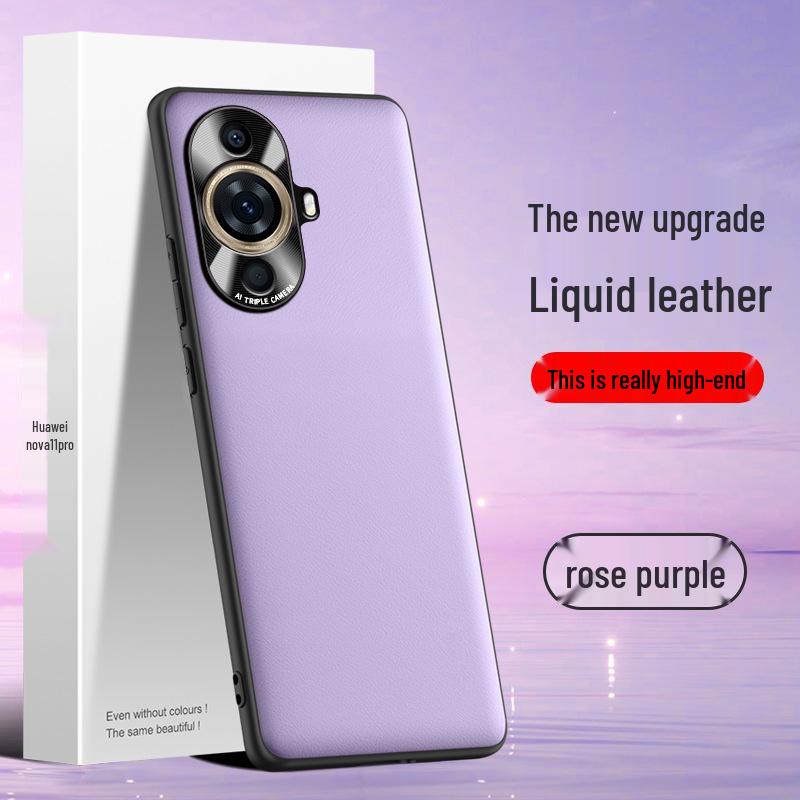 Protective liquid leather case for Huawei nova 11 Pro, anti-fall design, single piece shipment available.