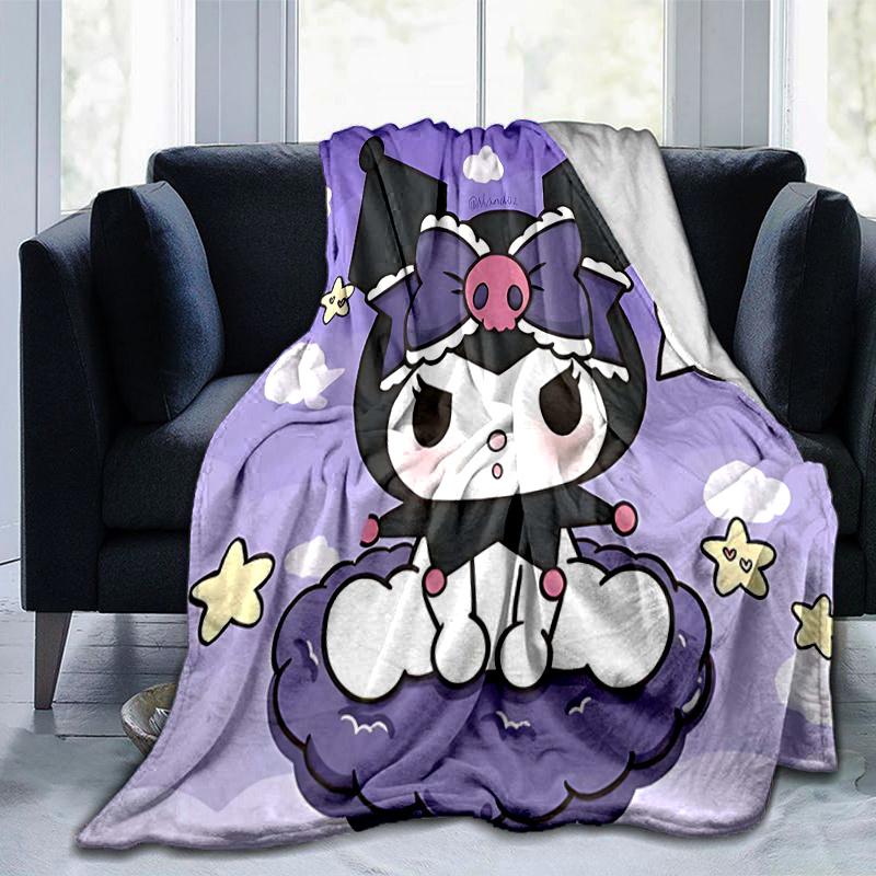 1pc Cute Kuromi Blanket, Cute Home Decor for All Seasons, Perfect Gift for Animal Lovers, Soft Throw Blanket, Ideal for Couch, Bed, or Car, Warmth and