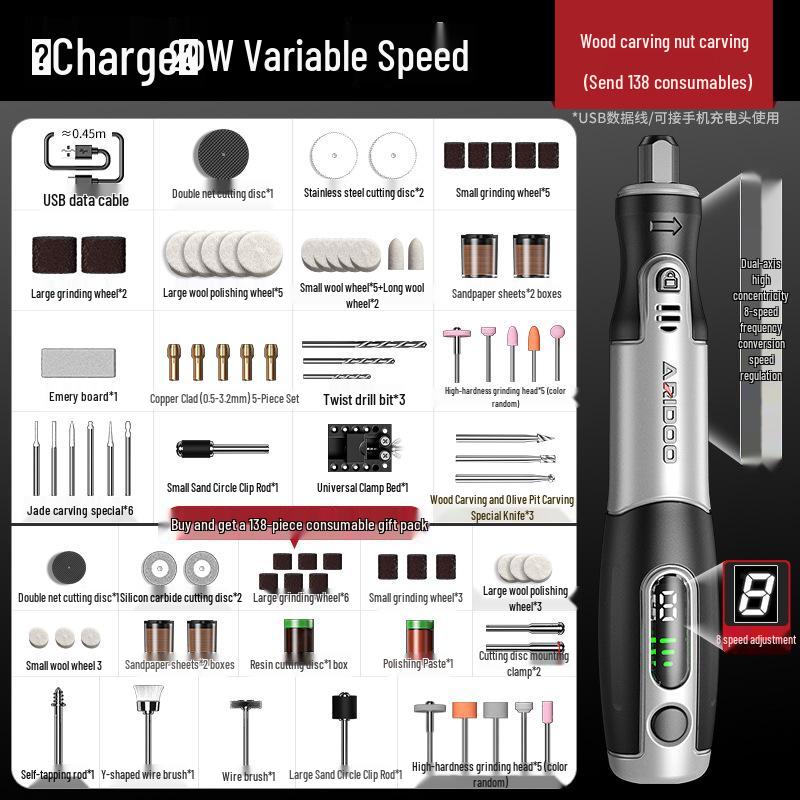 Handheld Electric Mini Grinder & Engraving Tool for Wood, Jade Polishing, and Carving