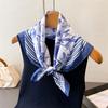 New Aesthetic Printed High-end Silk Scarf Imitation Square Shawl Versatile Neck Small Women