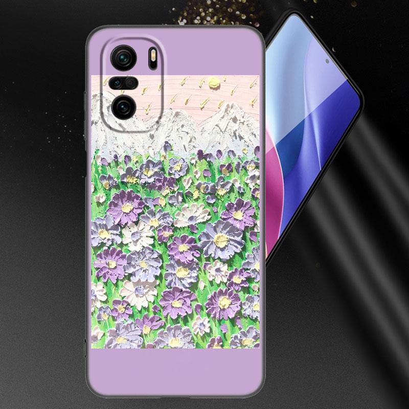 Emboss Flower Art Phone Case For Xiaomi Mi POCO X3 NFC GT M4 M3 12 11T 10T Pro A3 11 Lite NE 5G 12X 11i F3 Soft TPU Black Cover