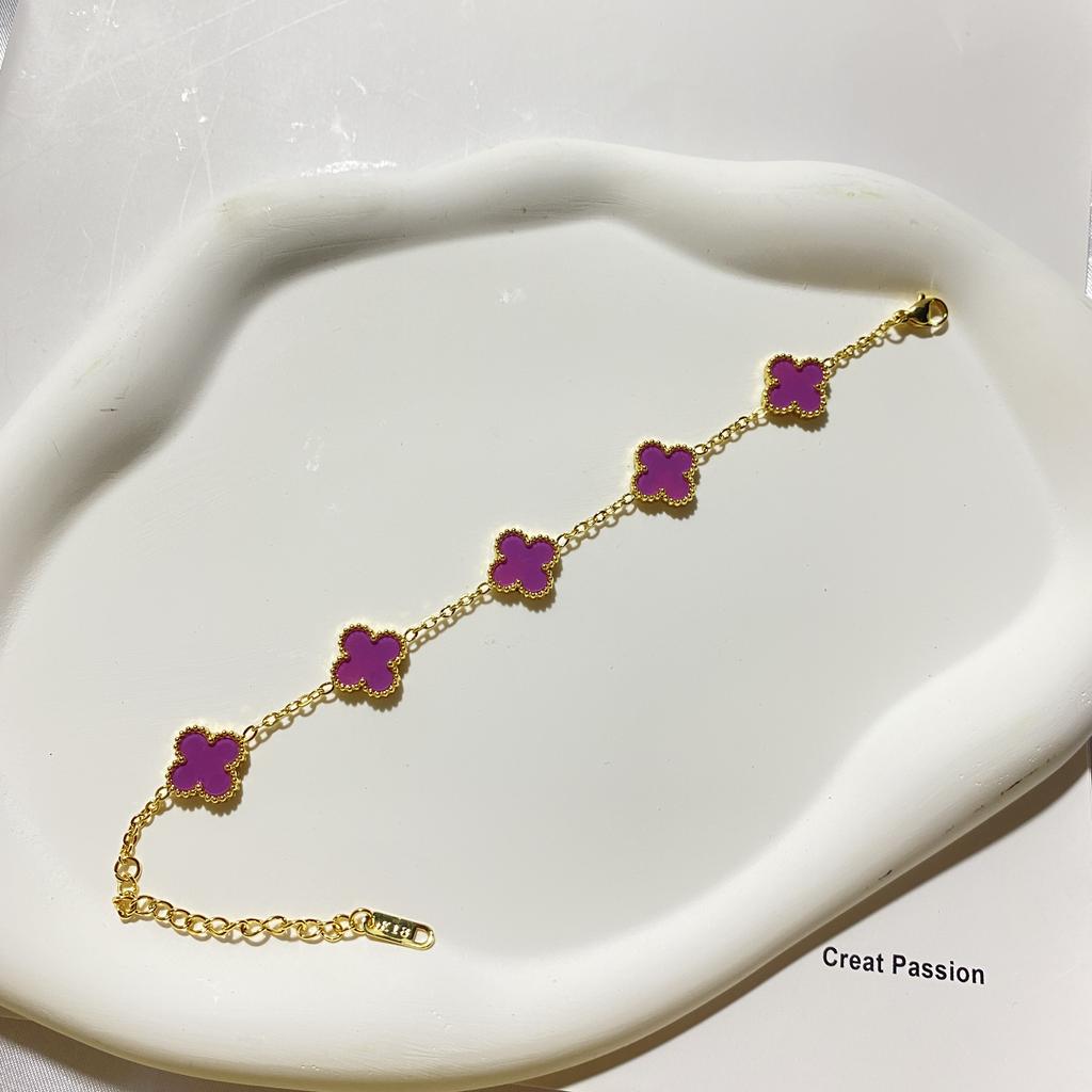 Female Titanium Steel Does Not Fade 9MM Five-flower Lucky Four-leaf Clover Bracelet Is Fashionable and Versatile