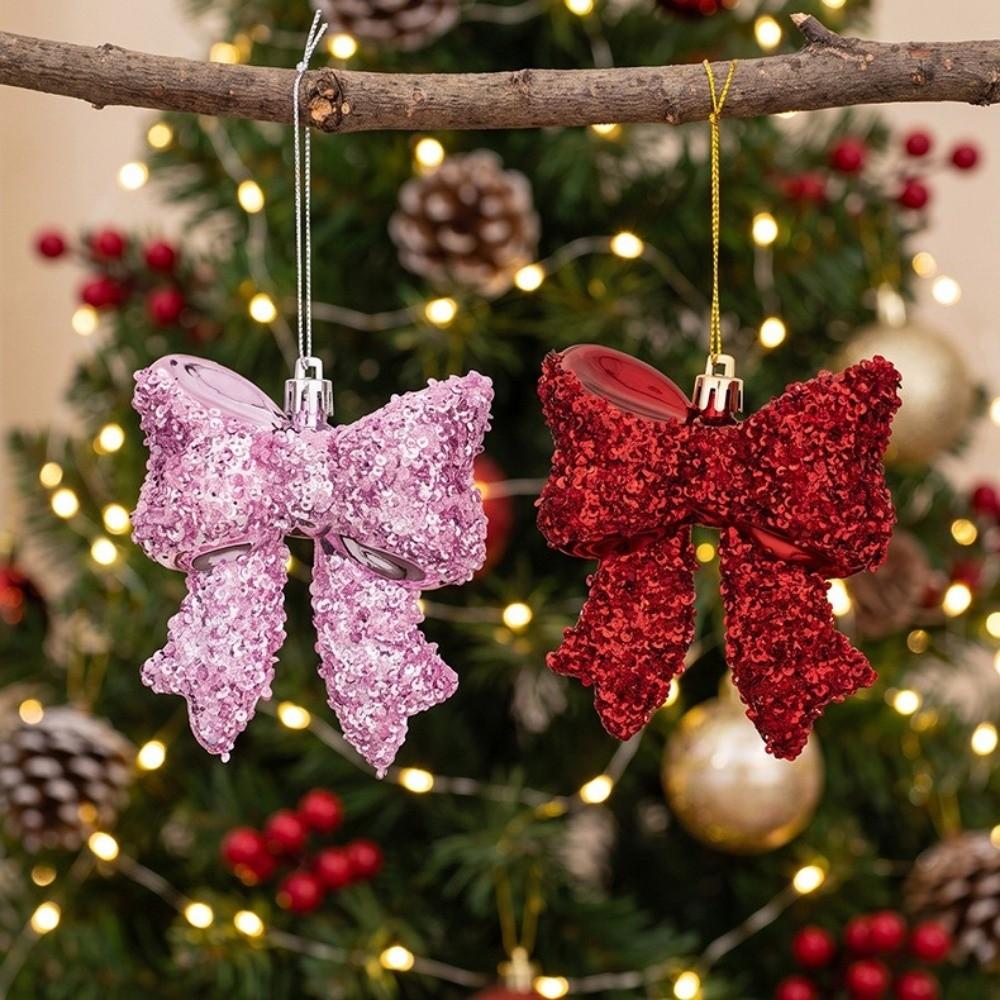 Electroplated Christmas Bow Hanging Ornament Xmas Bow Decoration  Festive Hanging Decor