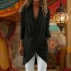Spring and Autumn Ladies Elegant Casual Crossed V-Neck Irregular Buttocks Long Sleeve Top