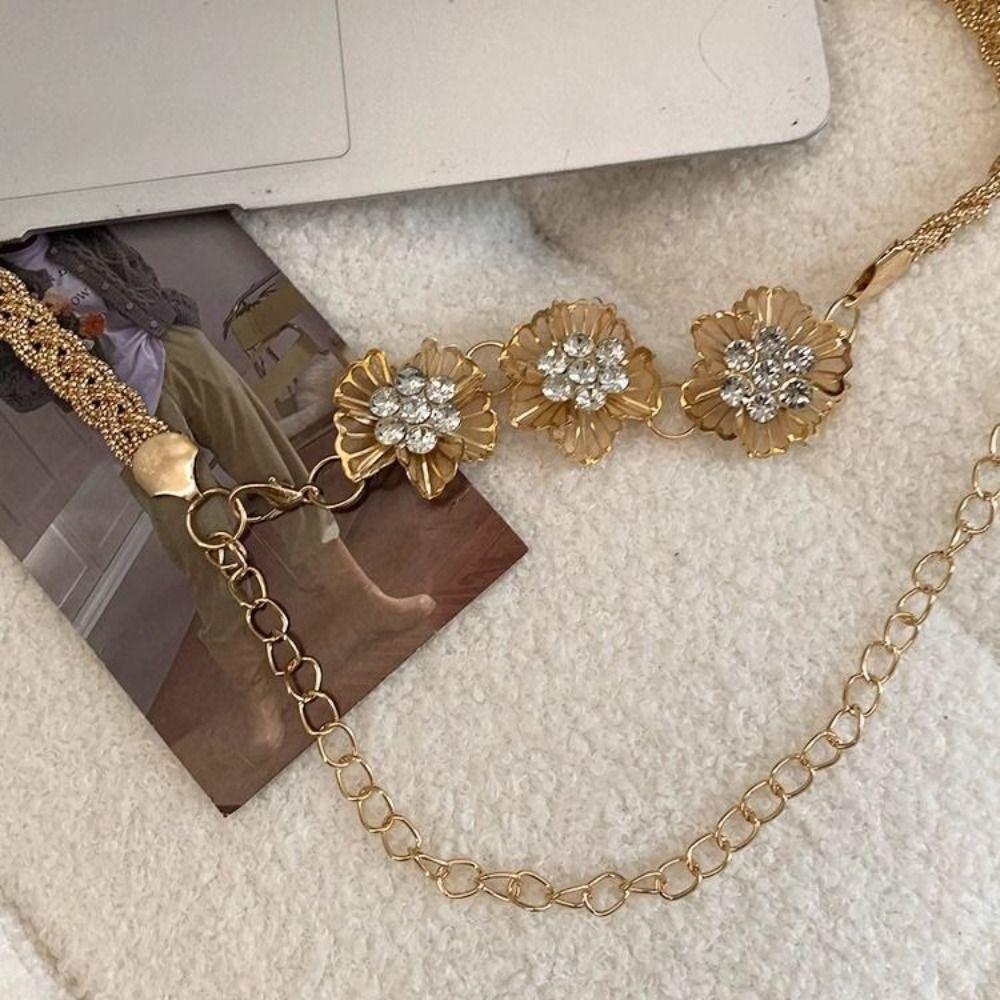Gold Silver Chain Belt High-end Design Metal Chain Waistband Fashion Dress Belt Chain  Women