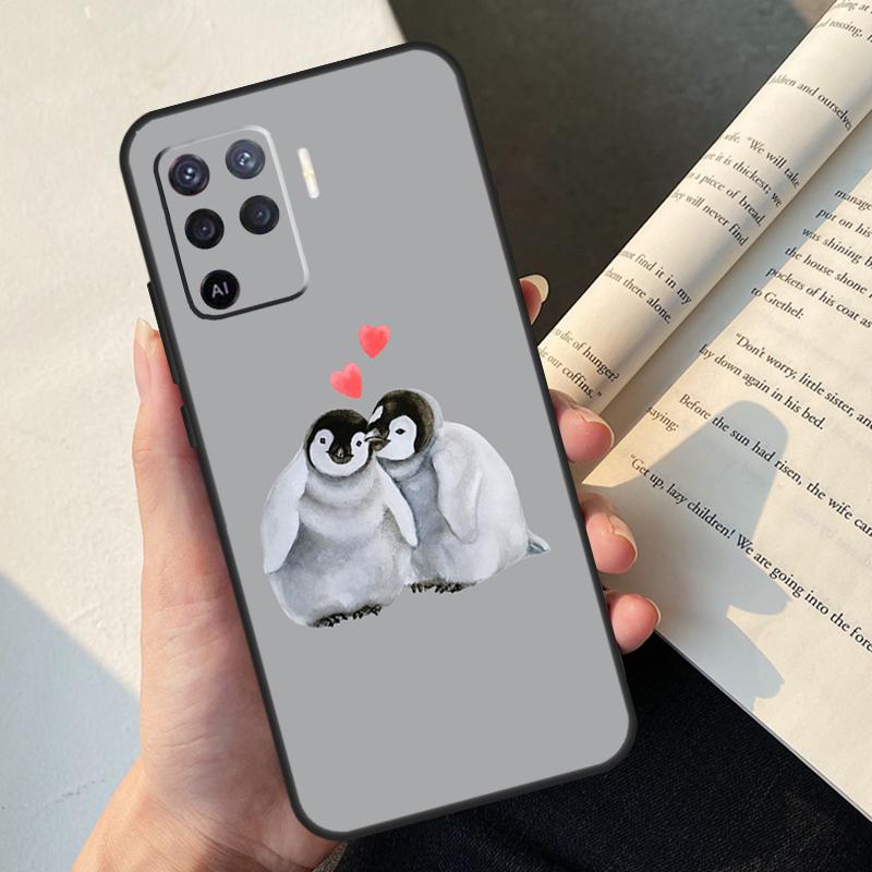 Cartoon Penguin Case For Oppo A5 Pro A15 A16 A17 A57 A77 A94 A74 A54 A76 A96 A40 A60 A80 A18 A38 A58 A78 A98