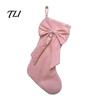 Reusable Fabric Stockings Velvet Christmas with Decorative Bow, Large Xmas Hanging Sturdy Candy Holders Socks for Fireplace, Mantel, Tree, Holiday