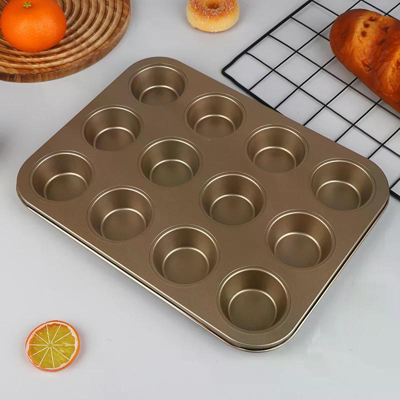 Molde para Magdalenas de 4/6/12 Tazas Bandeja para Muffins Molde para Magdalenas Molde para Muffins Molde para Hornear de Acero al Carbono Utensilios de Cocina Antiadherentes Molde para Pasteles de Microondas