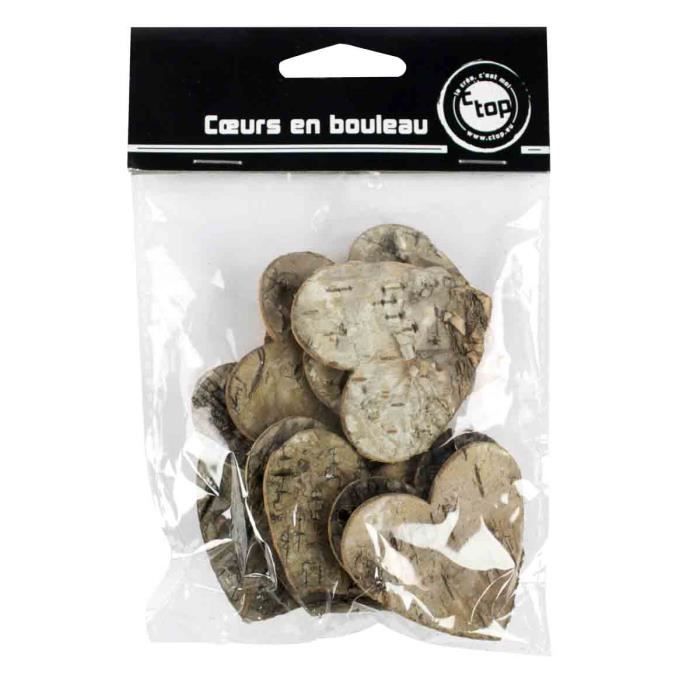 Déco Nature Ornements coeur en bouleau 18 grs