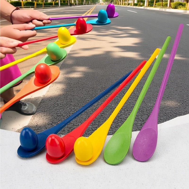 Montessori Rainbow Wooden Spoon Ball Sensory Toy Color Matching Balance Game Toddler Early Educational Preschool Teaching Aids