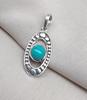Turquoise Sterling Silver Pendant: Handmade Boho Tribal Necklace