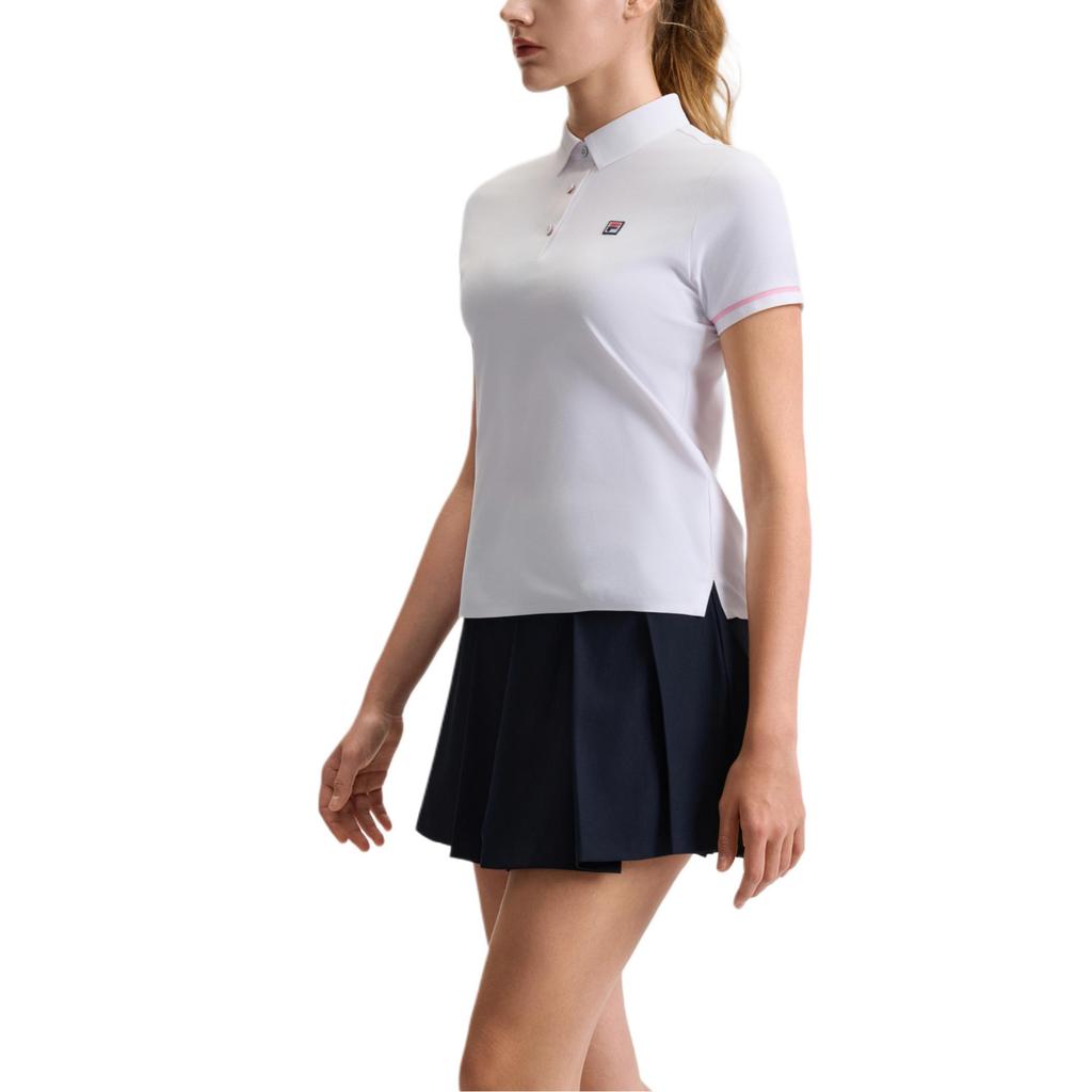 FILA Athletics Tennis Series Fashion Casual Versatile Sports Knit Short Sleeve Polo Shirt Women Polo Shirts Jade-White A11W523104F-WT