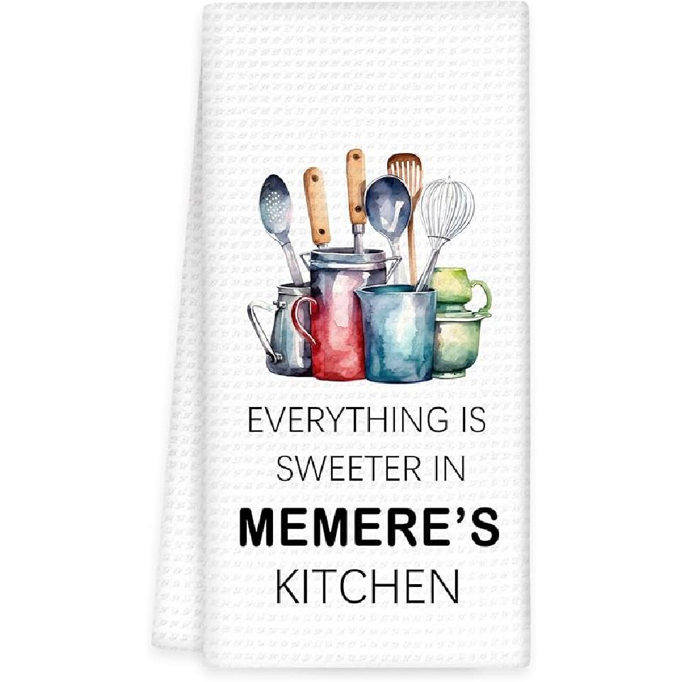 Grammy Gifts for Grandma Kitchen Towels -Gifts for Grammys Mothers Day Hand Towels, Sweeter in Grammy's Kitchen Decorative Dish Tea Towel, Grammys