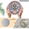 2D Flat, 1pc Round Aluminum Hanging Sign, Soft Pink Blue Pearl Frame Lord Shiva Nandi Bull Trishul Pink Lotus Full Moon Mountain Print, Maha