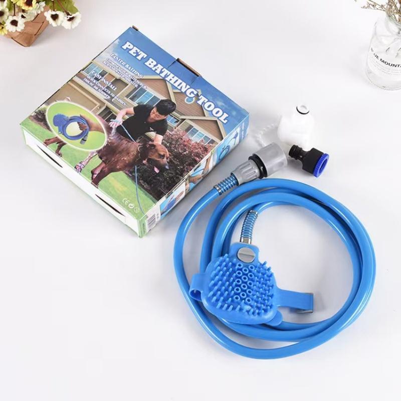 Best-selling pet bathing gadget - Dog massage brush with silicone massage shower head синий