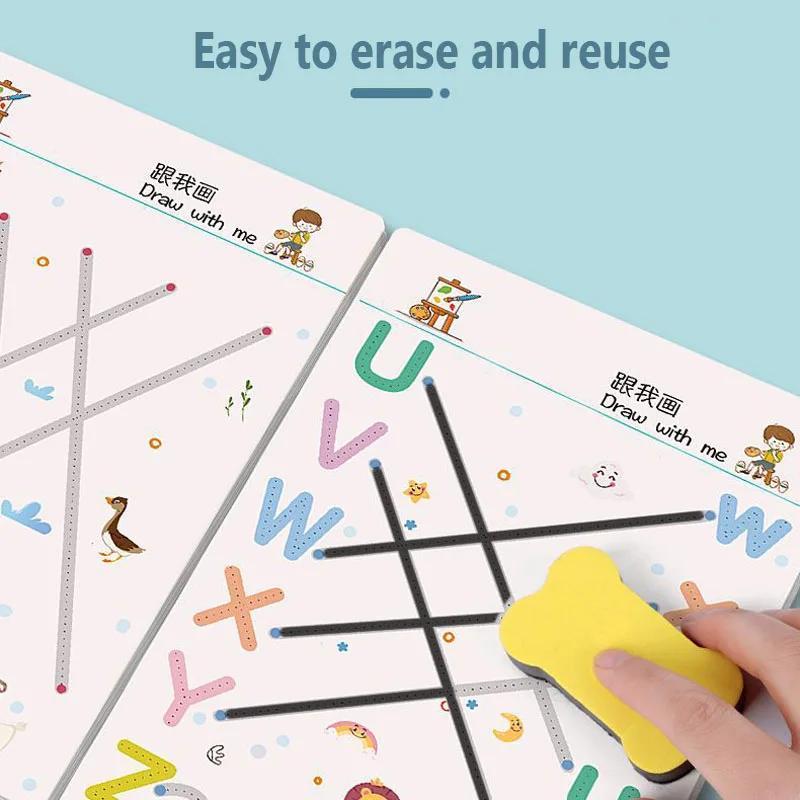 Büyülü İzleme Çalışma Kitabı Çocuklar İçin Eğitici Montessori Kitapları Kalem Kontrolü Eğitimi Tekrar Kullanılabilir Kaligrafi Alıştırma Defteri Çocuk Oyuncakları