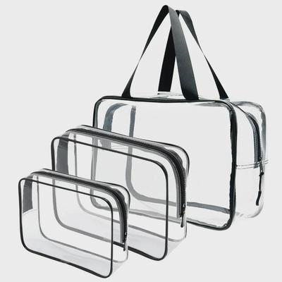 PVC Waterproof Travel Toiletry Bag Set with Dry/Wet Separation - Large Capacity & Transparent, 3-Piece Set