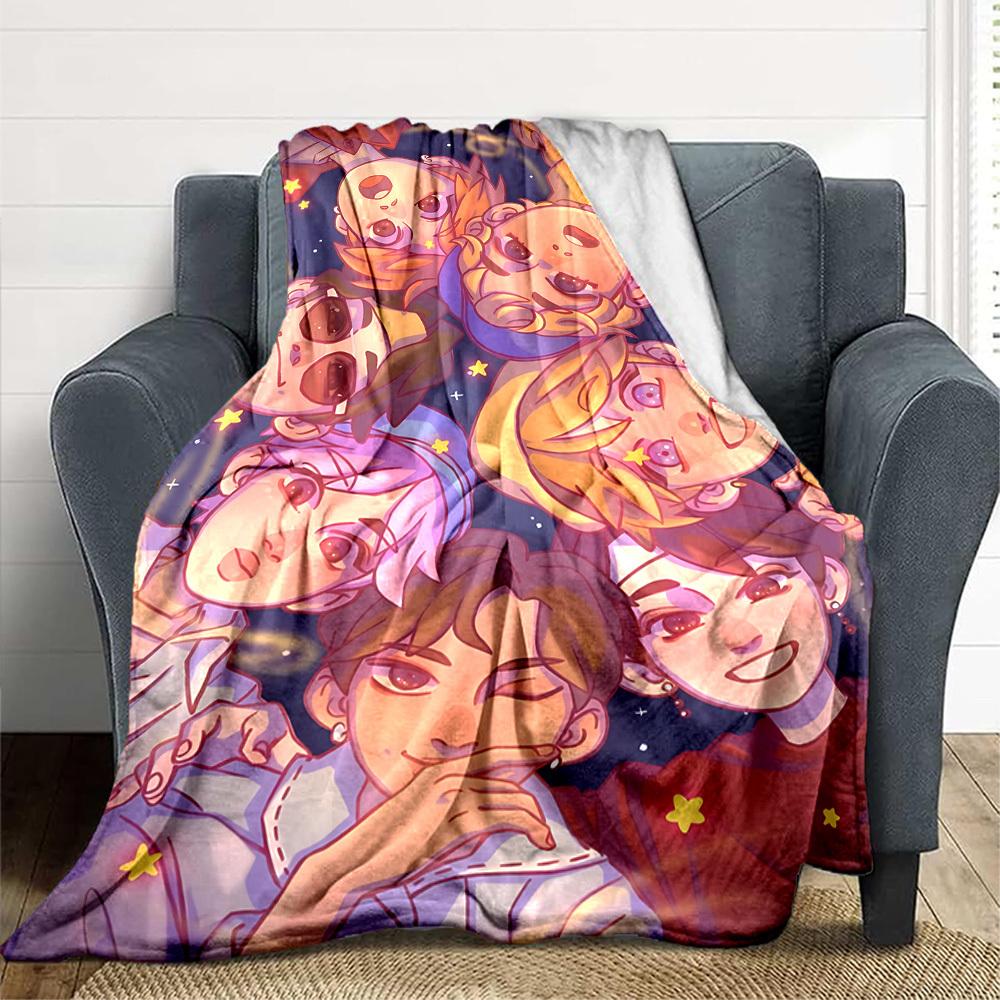 1pc , K Pop Flannel Blanket [Cozy Throw Blanket] For Sofa, Bed, Travel, Camping, Livingroom, Office, Couch, Chair, And Bed