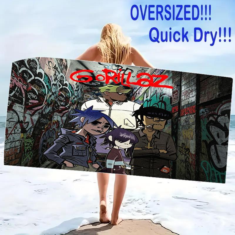 Gorillaz Print Beach Towel, Large Soft Quick Dry Towel for Beach Camping Swimming
