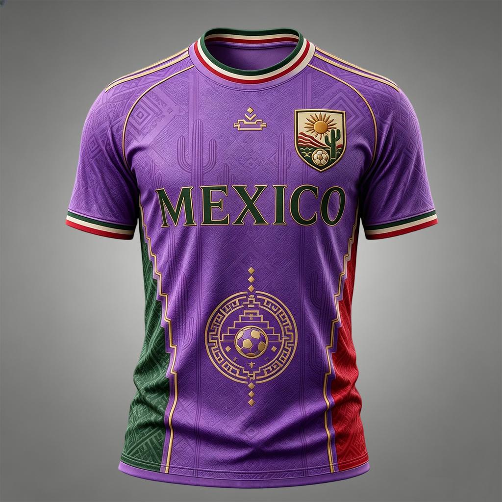 Men's Casual V-Neck Short Sleeve T-Shirt with Mexico Graphic Print for Fan Support