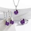 Amethyst Pear-Shaped Zircon Earrings & Faux Sterling Silver Jewelry Set