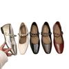 Retro Single Shoes Women's Light Mouth Buckle Heel French Mary Jane Shoes Fashion 2025 Low Square Head Autumn New Word