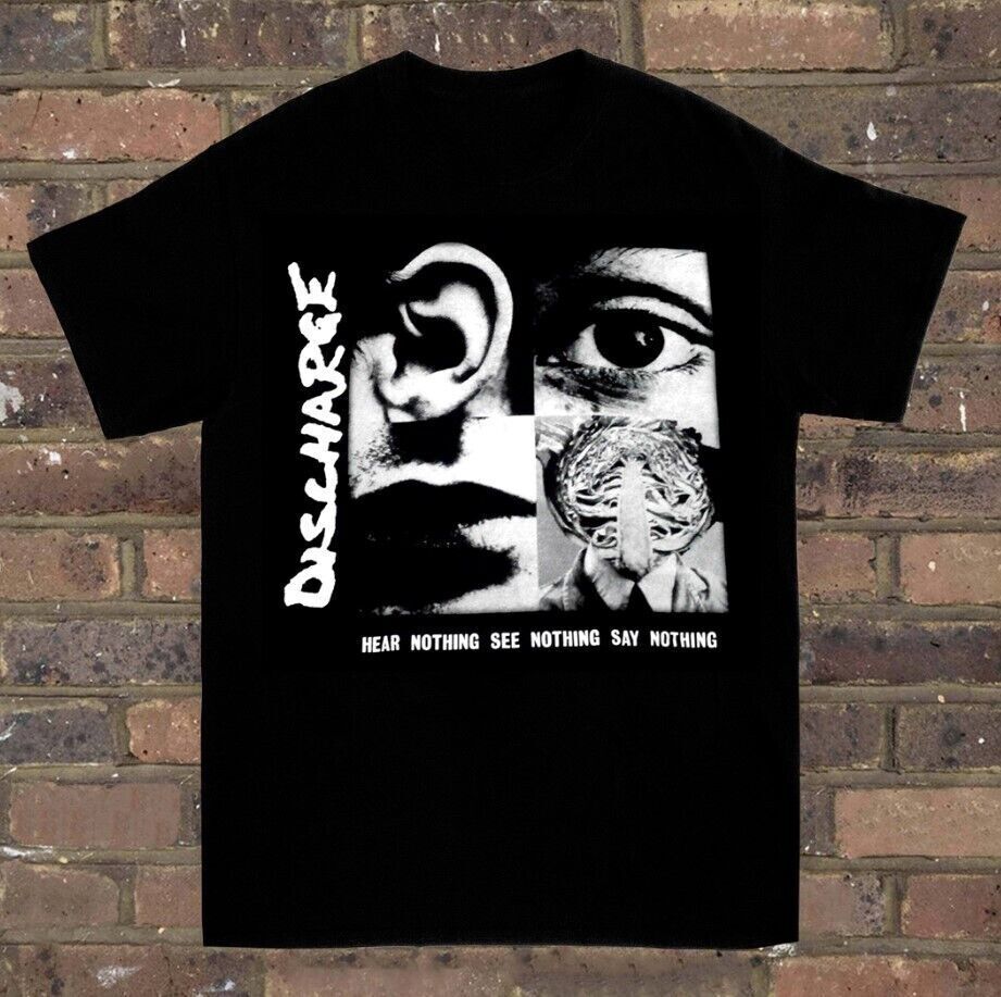 Discharge Band Short Sleeve Heavy Cotton Black All Size Shirt Unisex T-Shirt L