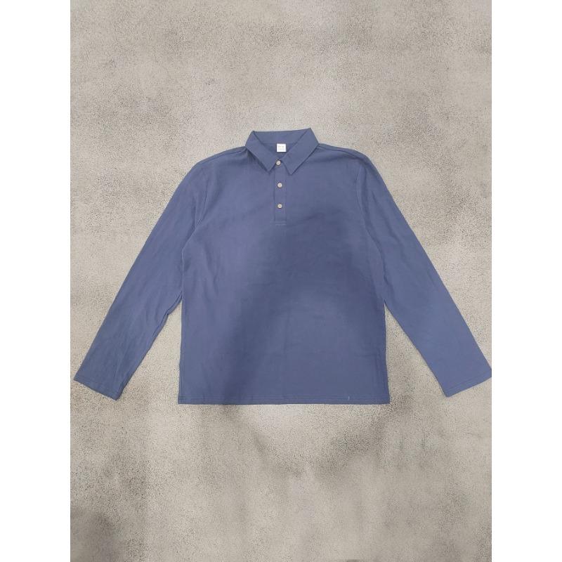 Mens Linen Loose Long Sleeve Casual Polo Shirt