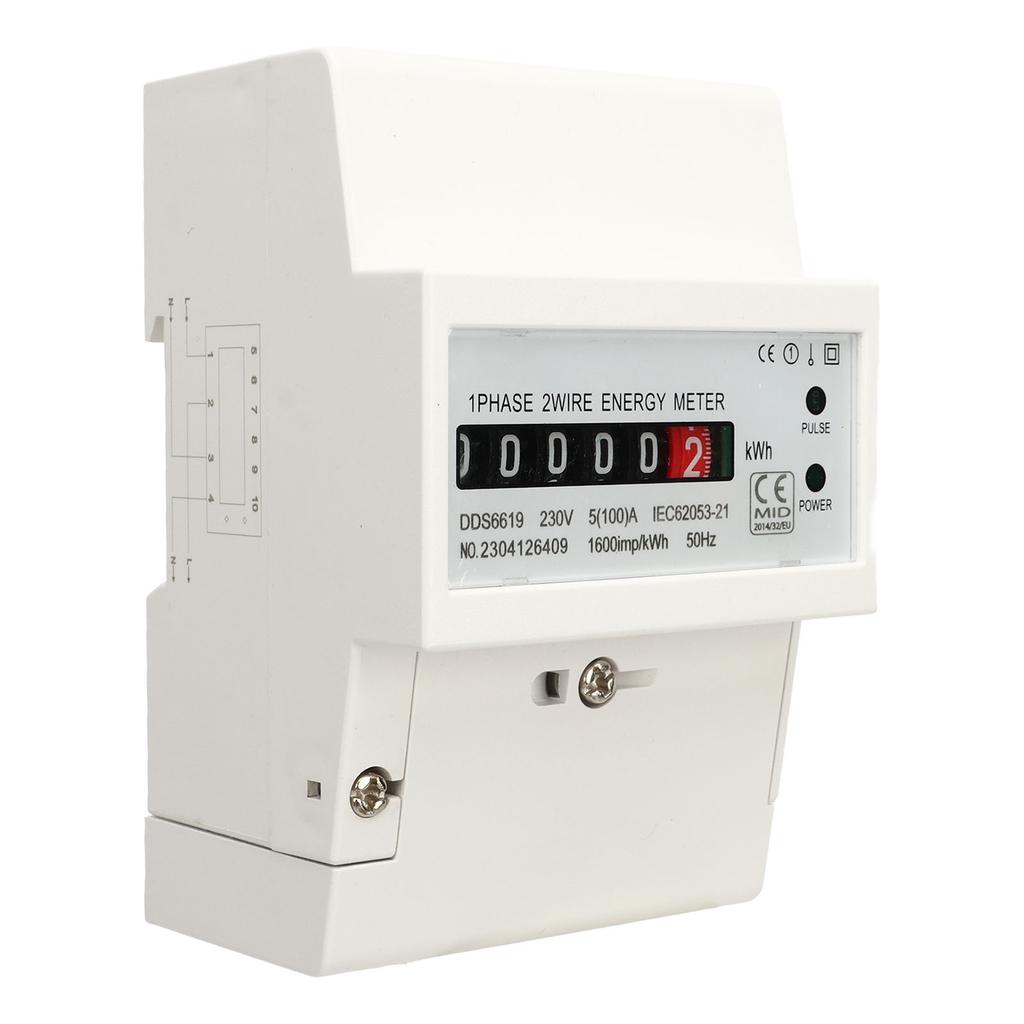Stromzähler Einphasig DIN-Schiene Stromverbrauch Wattmeter Energiezähler Stromverbrauchsmonitor 230V 5(100)ZU