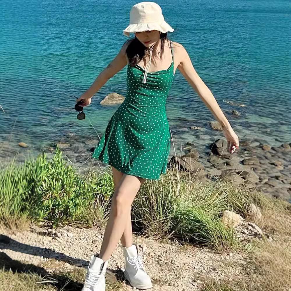 Halter Polka Dot Suspender Dress