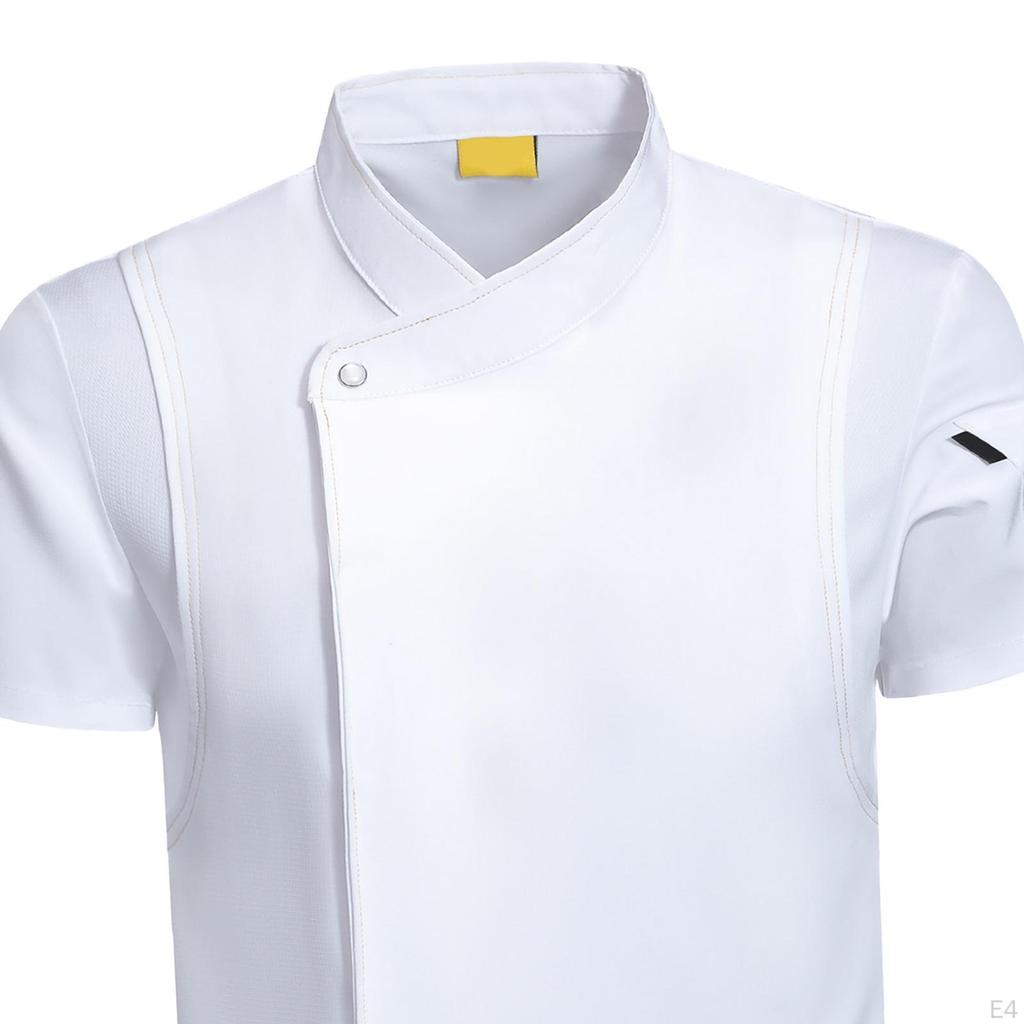 Chef Coat Jacket Short Sleeve Catering Shirt Breathable Workwear Cooking Clothes Apparel Uniform for