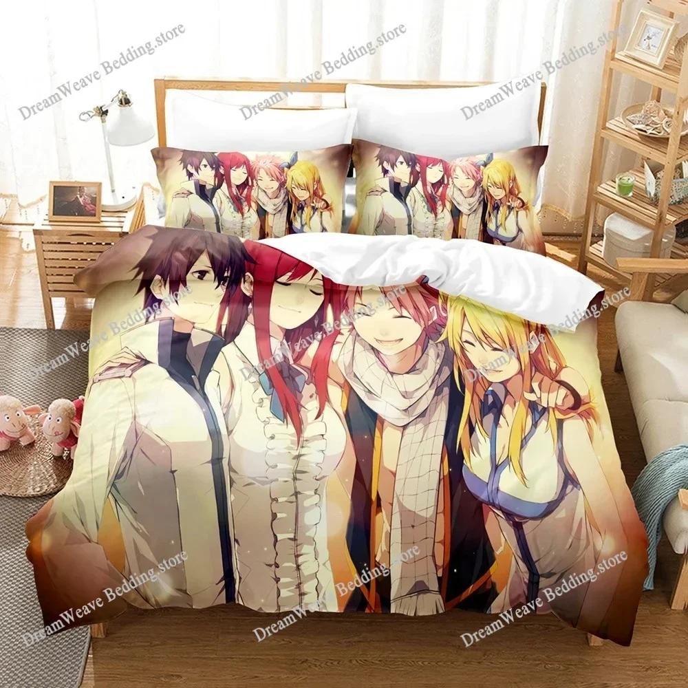 Fashion 3D Print Anime Bed Sheet Faity Tail Bedding Set Single Twin Full Queen King Size Bed Set Adult Kid Bedroom Duvet Cover