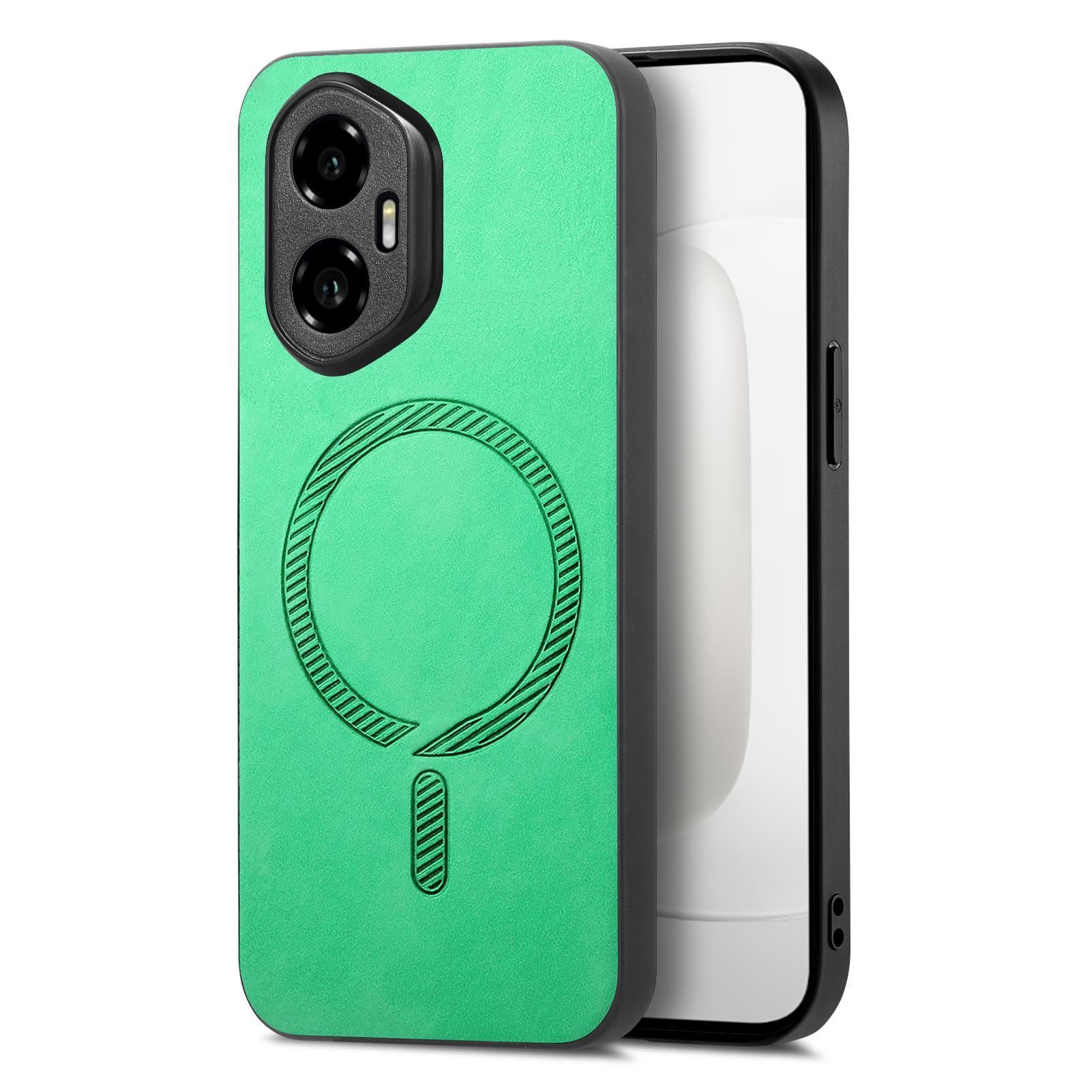 

For Honor 300 Leather Back Case Compatible with MagSafe Skin-touch Phone Cover Green