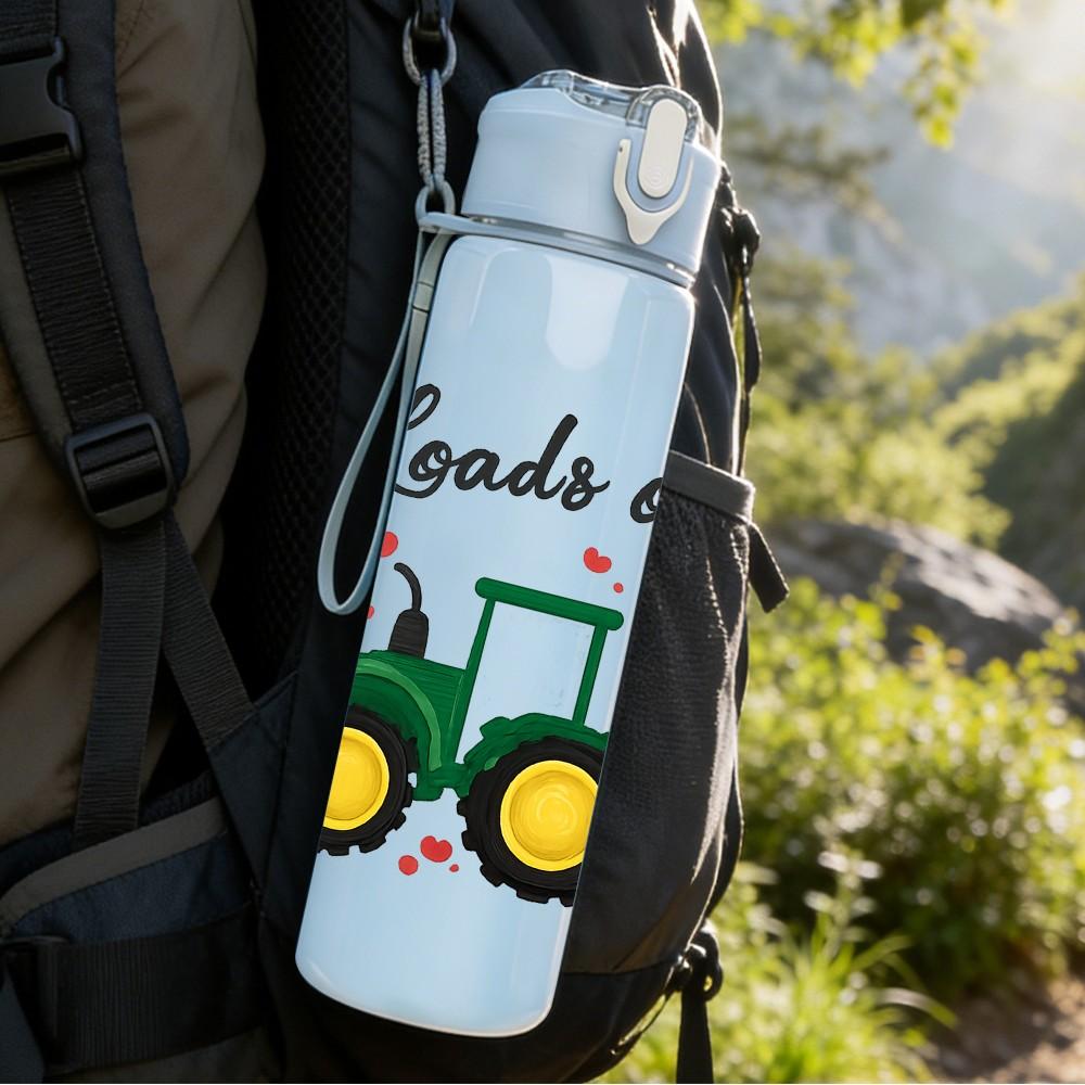 1PC Tractor Farm Harvest Scene 750ml Color Plastic Sports Water Bottle Leakproof Flip Straw Lid Suitable for Sports Office Home Use