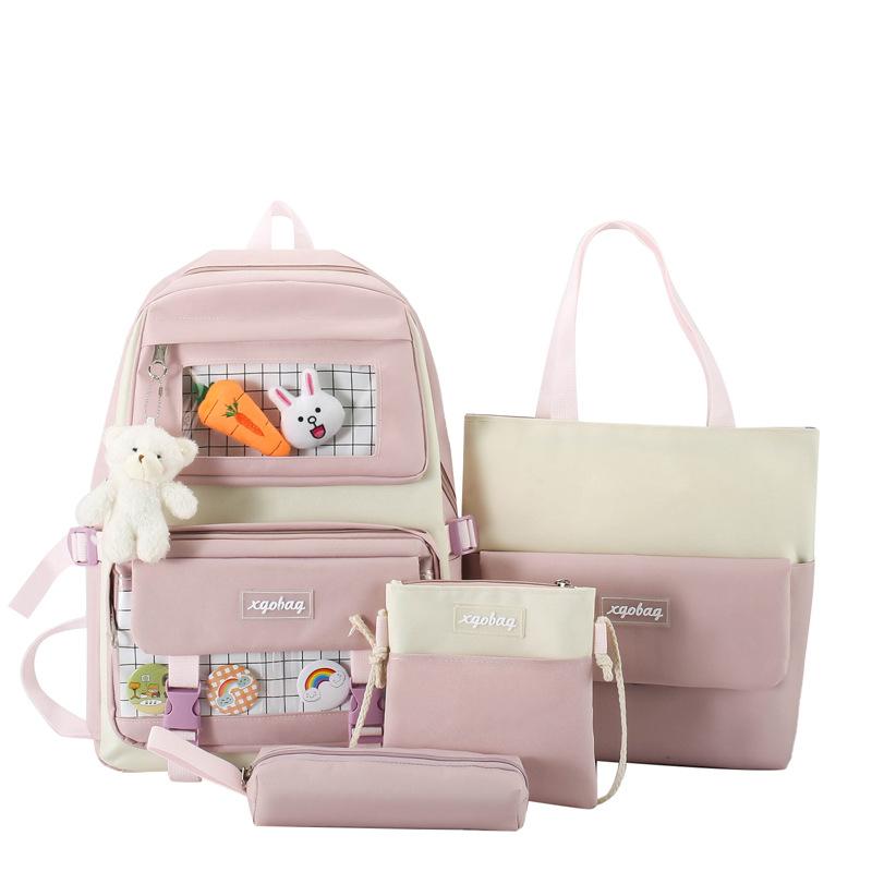School Bag, Backpack, Four-piece Set for Junior High School Students, Backpack for Junior High School Students and Primary School Students