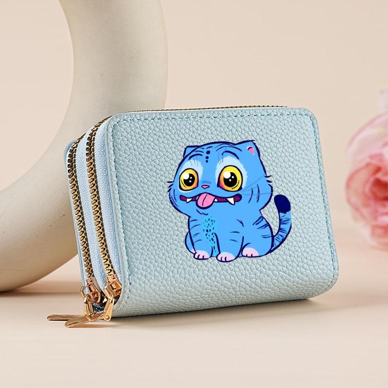Kpop Hunter Witch Crew Classic Pebble Leather Coin Purse Short Accordion Wallet with Dual Zippers, Multi-Slot Card Holder