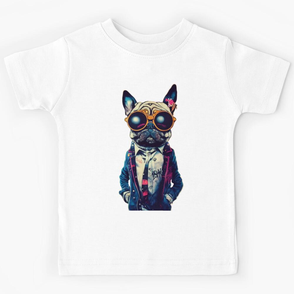 Punk Rock Pop Pug Canine Animal Kids T-Shirt 110