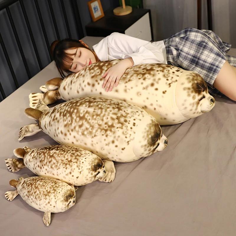 50/80cm Simulation 3D Sea Lion Plush Toys High Quality Stuffed Soft Animal Seal Pillow Kids Kawaii Sleeping Appease Dolls Gift