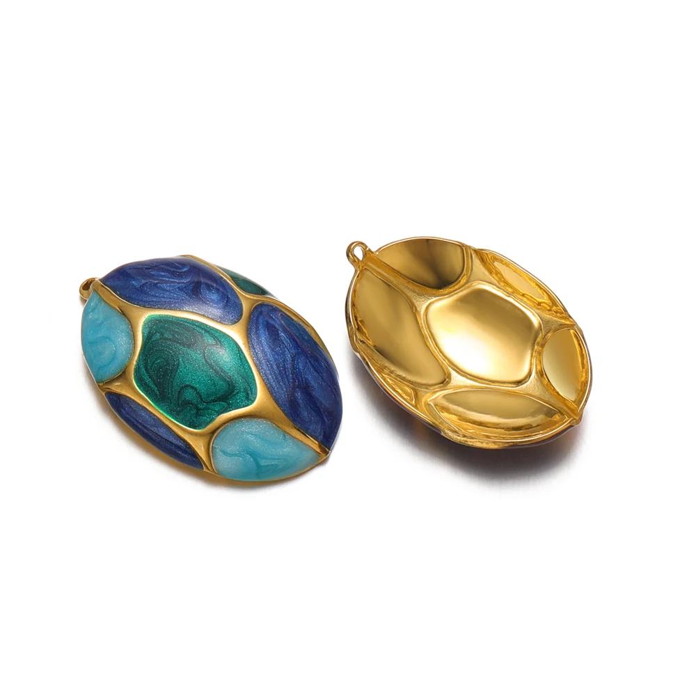 5pcs Stainless Steel Enamel Dinosaur Egg Charms Pendants for DIY Children Necklaces Boho Jewelry Earrrings Making Supplies