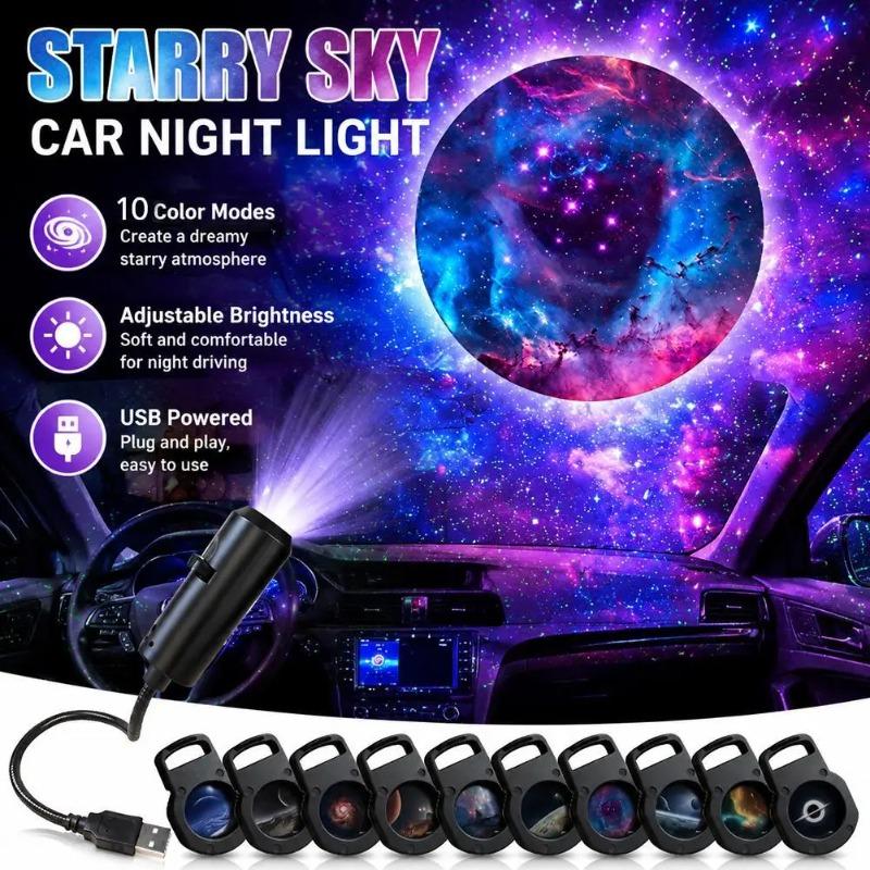 LED-Galaxie-Projektionslicht mit 1 Lampe & 3/6/10 austauschbaren Bildern Sternenhimmel Nachtlicht für Schlafzimmer Zuhause Romantische Atmosphäre Dekoration