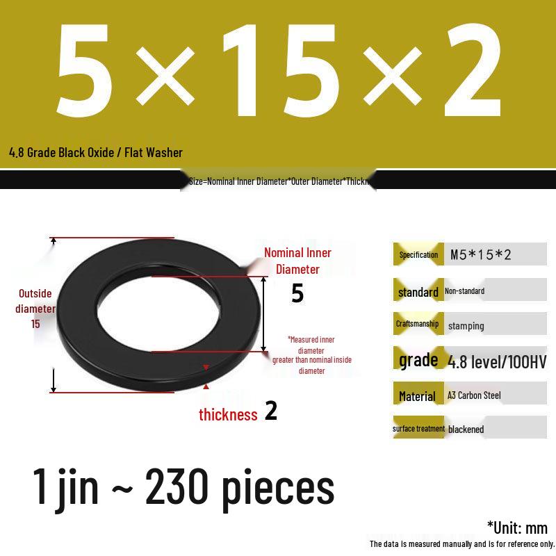Blackened Enlarged Thickened Metal Washer - M3-M42